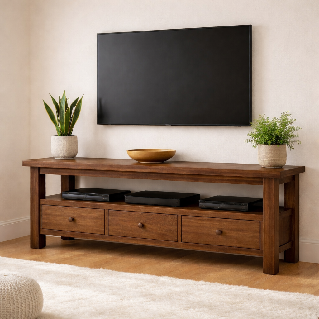 Mid Century Solid Wood TV Stand Modern Media Console Long Entertainment Center Cabinet Kitchnce