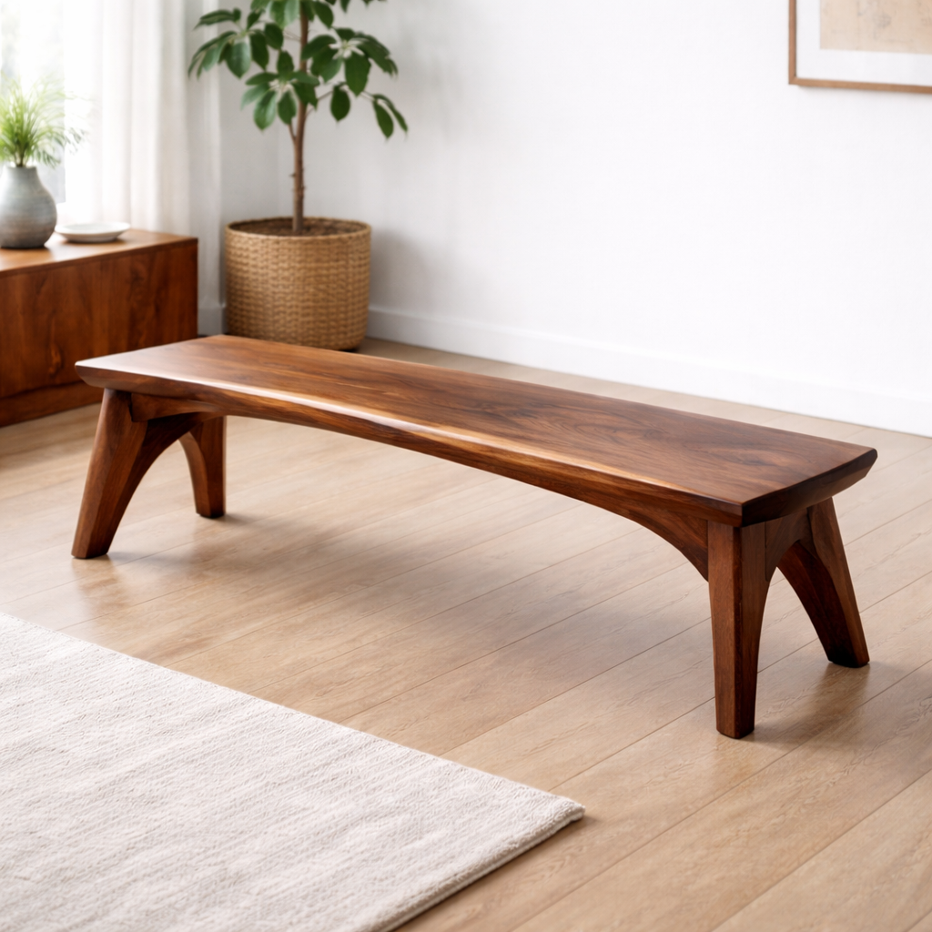 Solid Wood Dining Bench – Modern Rustic Wooden Seating Bench for Entryway or Dining Room Kitchnce