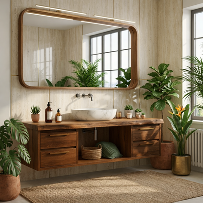 Floating Bathroom Vanity with Natural Wood Finish and Modern Design, Stylish Storage Solution Kitchnce