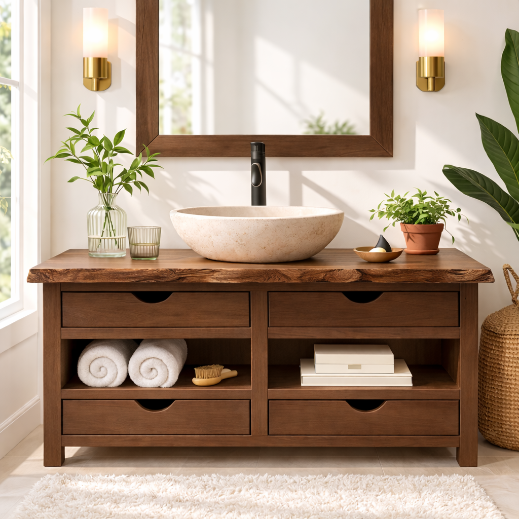 Modern Wooden Bathroom Vanity with Storage – Stylish & Durable Kitchnce