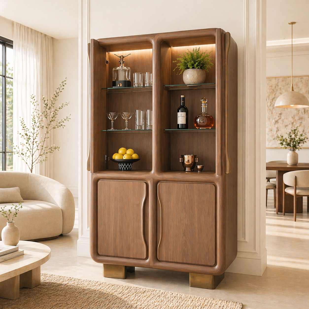 Modern Bar Cabinet Liquor Storage Display Cabinet Home Entertaining Furniture