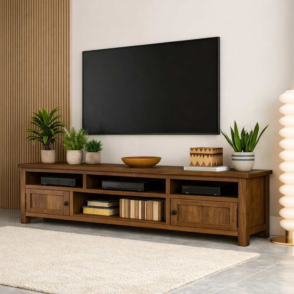 Mid Century Solid Wood TV Stand Long Media Console Entertainment Center Cabinet Kitchnce