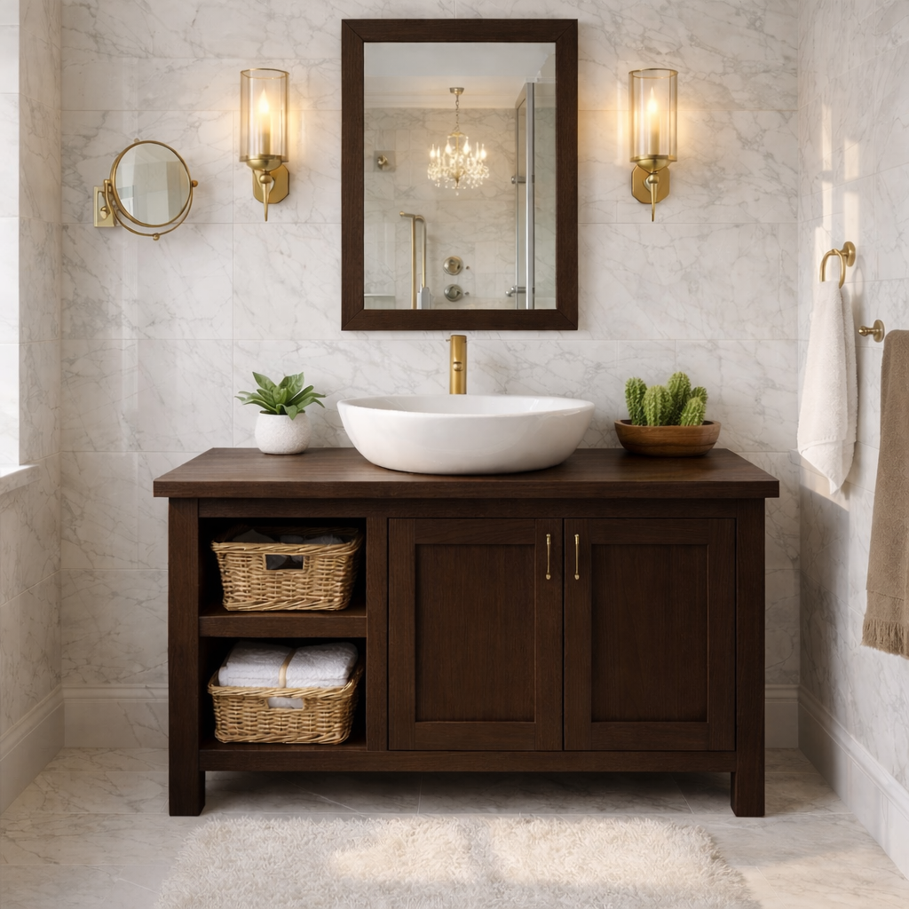 Farmhouse Wood Bathroom Vanity Cabinet With Storage Shelf Bathroom Vanity Base Kitchnce
