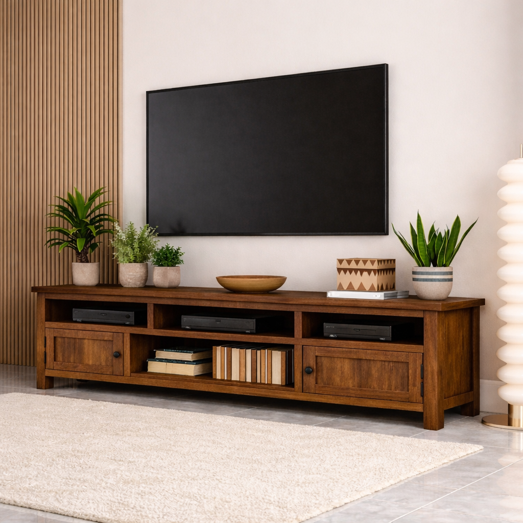 Mid Century Solid Wood TV Stand Long Media Console Entertainment Center Cabinet Kitchnce