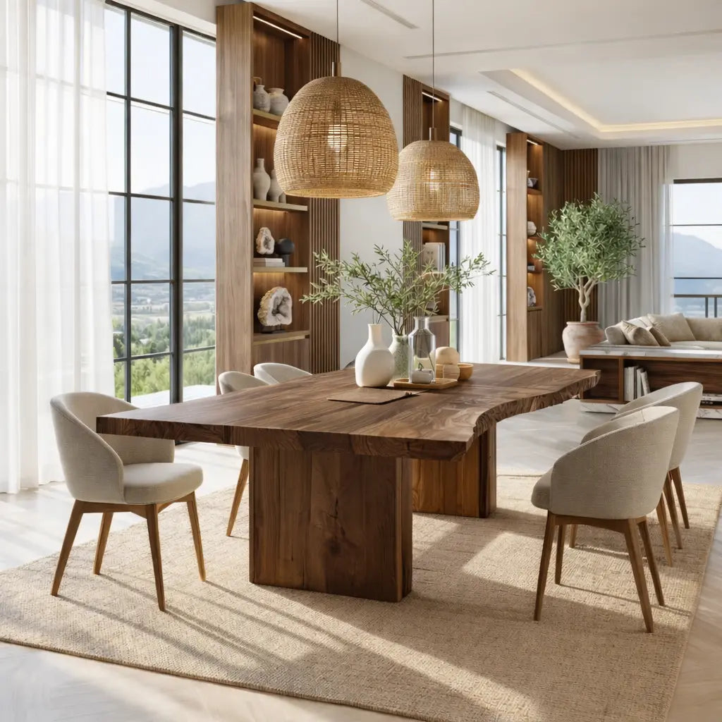 Modern Live Edge Dining Table Large Dining Room Table Minimalist Kitchen Table Furniture Kitchnce