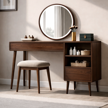Solid Wood Makeup Vanity with Storage – Modern Minimalist Design