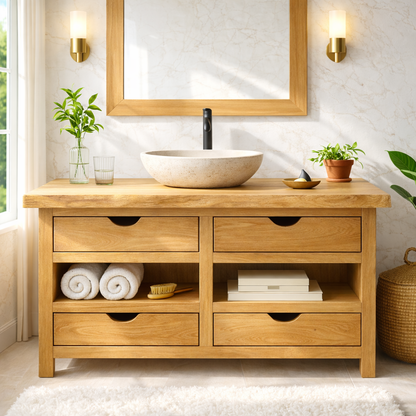 Modern Wooden Bathroom Vanity with Storage – Stylish & Durable Kitchnce