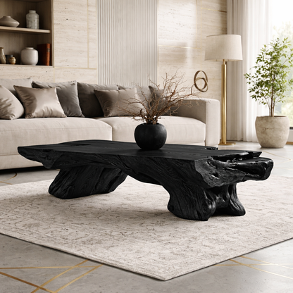 Rustic Wooden Coffee Table with Unique Organic Design