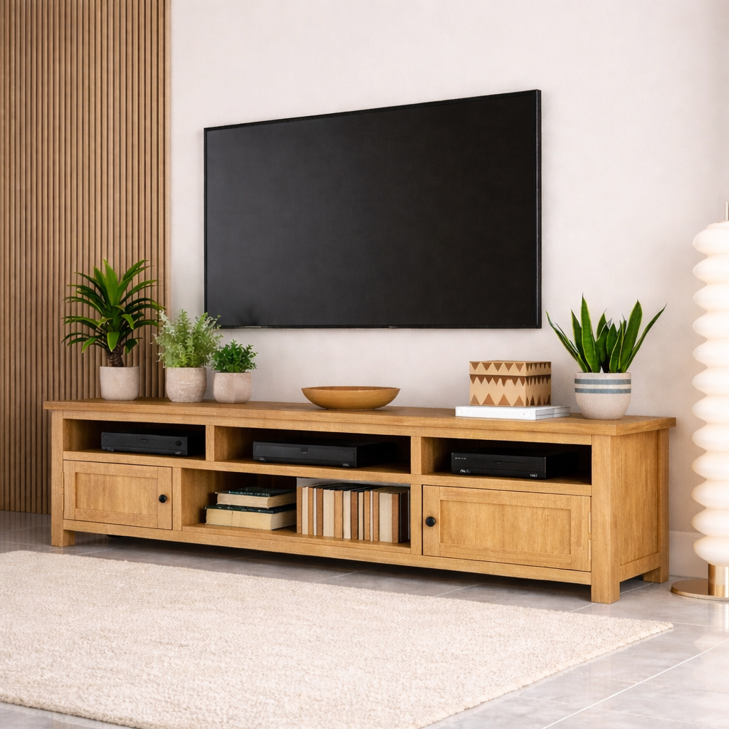 Mid Century Solid Wood TV Stand Long Media Console Entertainment Center Cabinet Kitchnce