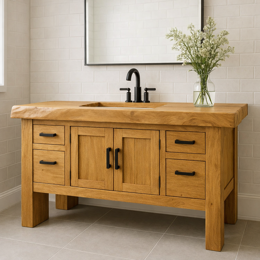 Solid Wood Bathroom Vanity with Drawers and Cabinet Rustic Farmhouse Bathroom Vanity