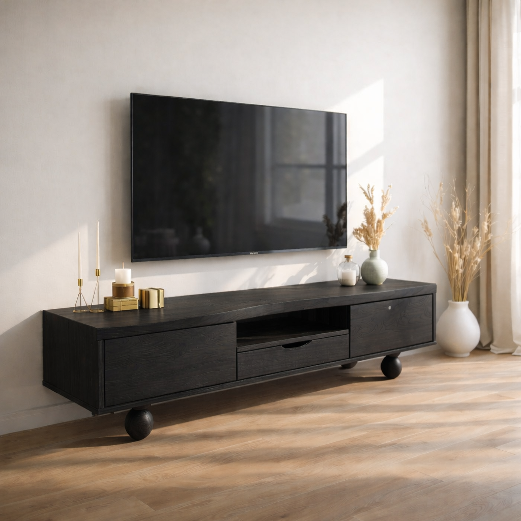 Mid Century Solid Wood TV Stand Modern Media Console Long Entertainment Center Cabinet Kitchnce