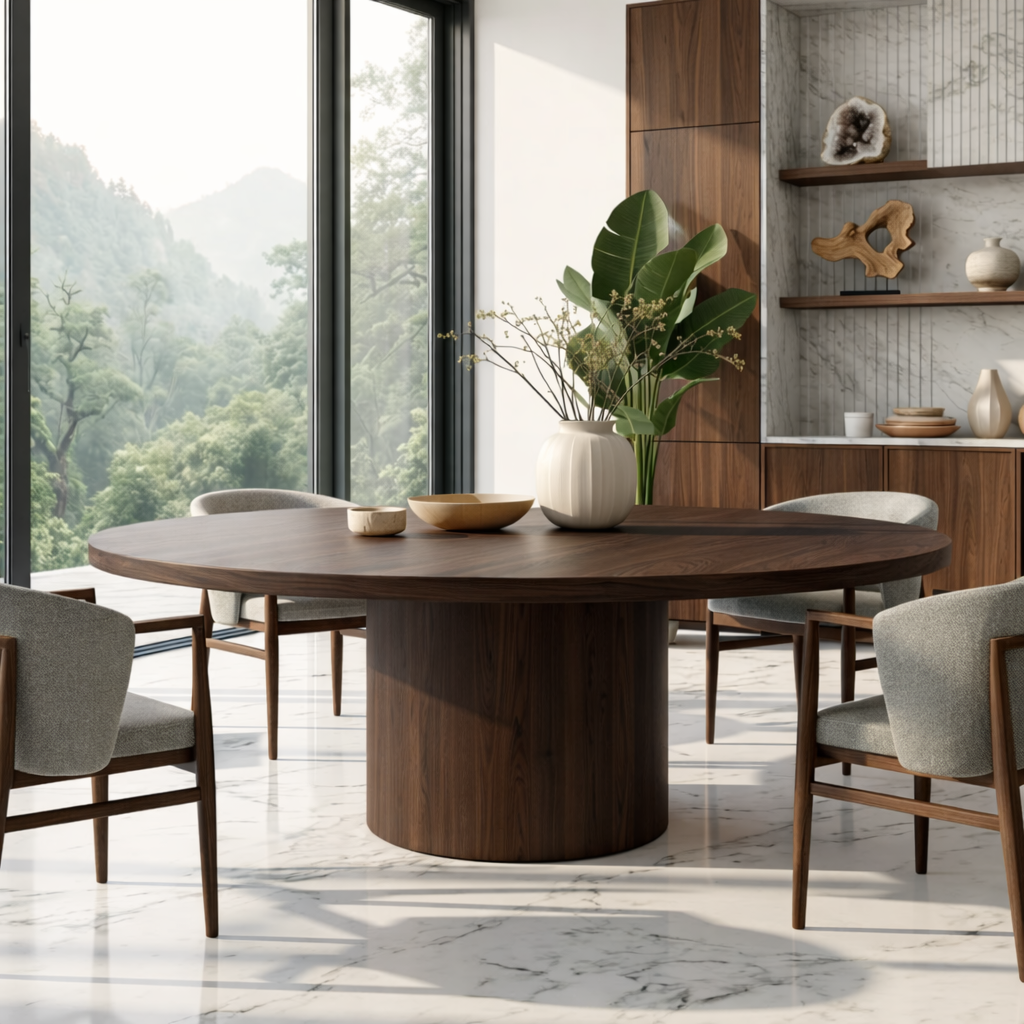 Round Dining Table Pedestal Base Modern Dining Room Table Large Kitchen Table Furniture