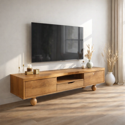 Mid Century Solid Wood TV Stand Modern Media Console Long Entertainment Center Cabinet Kitchnce