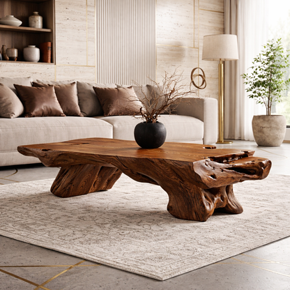 Rustic Wooden Coffee Table with Unique Organic Design