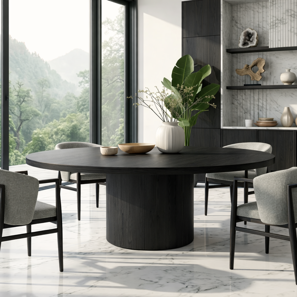 Round Dining Table Pedestal Base Modern Dining Room Table Large Kitchen Table Furniture