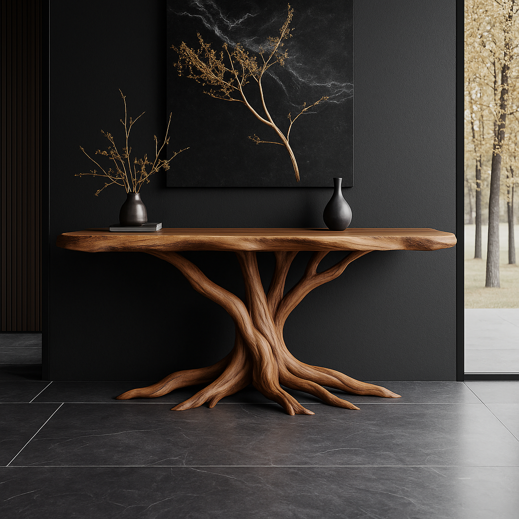 Handcrafted Solid Wood Console Table – Root-Inspired Organic Design for Luxury Living Spaces Kitchnce