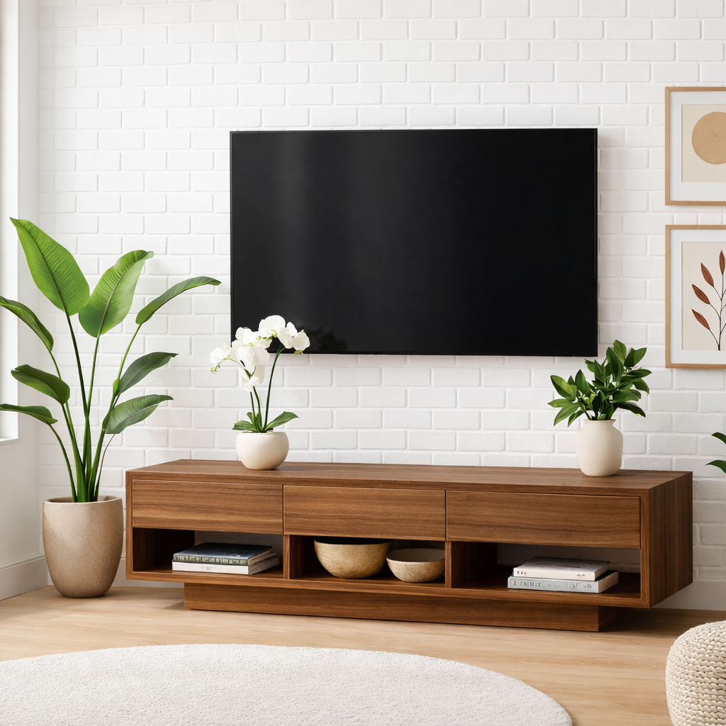 Mid Century Solid Wood TV Stand Modern Media Console Low Entertainment Center Cabinet Kitchnce