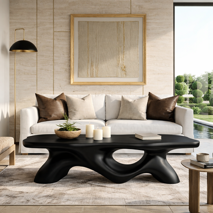 Unique Wooden Coffee Table with Curved Design for Living Room