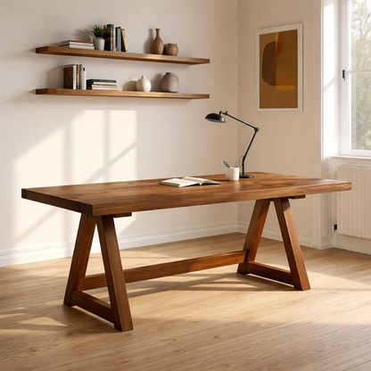 Handcrafted Solid Wood Work Desk Minimalist Scandinavian Writing Table Home Office