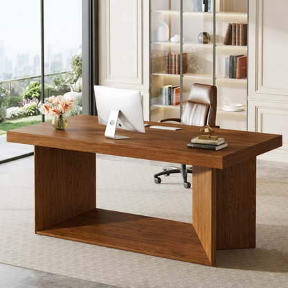 Modern Executive Work Desk, Minimalist Office Table, Large Home Office Writing Desk for Study