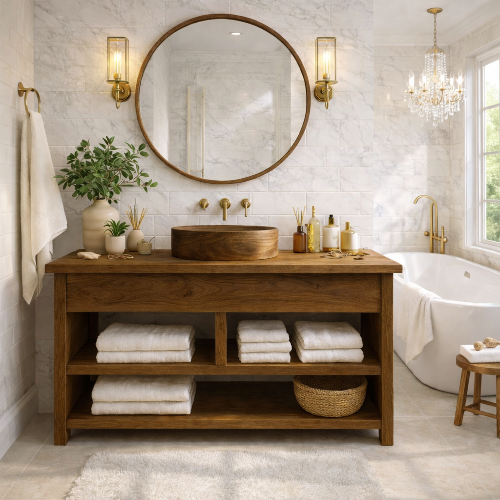 Farmhouse Wood Bathroom Vanity Cabinet With Drawers And Storage Bathroom Vanity Base Kitchnce