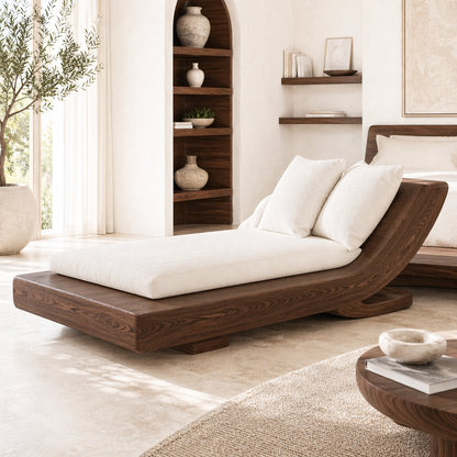 Modern Curved Chaise Lounge Daybed with Cushion for Bedroom Reading Nook Decor