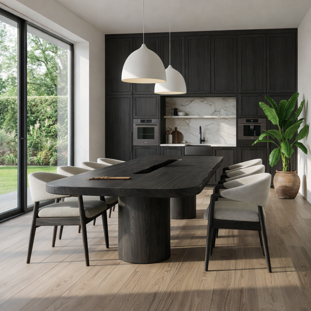 Modern Large Dining Table Oval Sculptural Pedestal Base Kitchen Dining Room Furniture