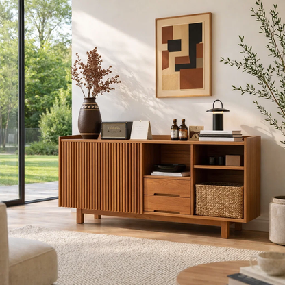 Solid Wood Console Sideboard – Modern Storage Cabinet for Living Room