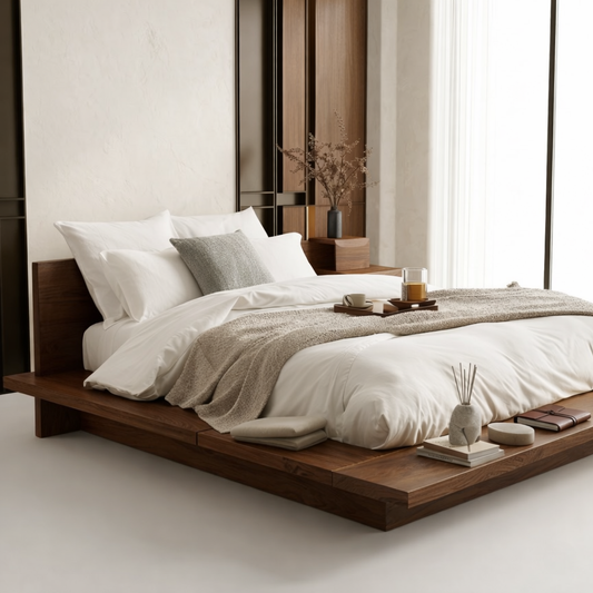 Modern Low Profile Platform Bed Frame, Minimalist Bedroom Furniture Design