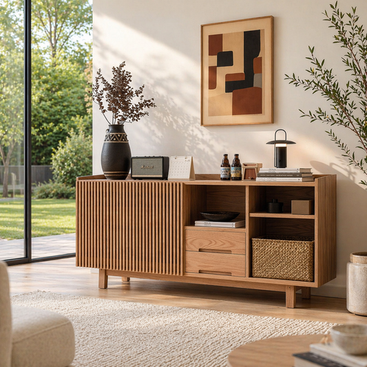 Solid Wood Console Sideboard – Modern Storage Cabinet for Living Room