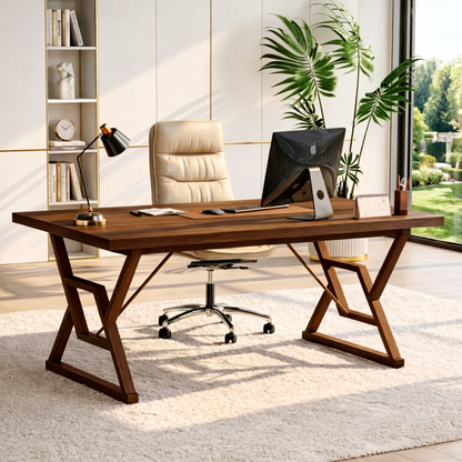 Modern Work Desk with Unique X-Shaped Legs for Home Office