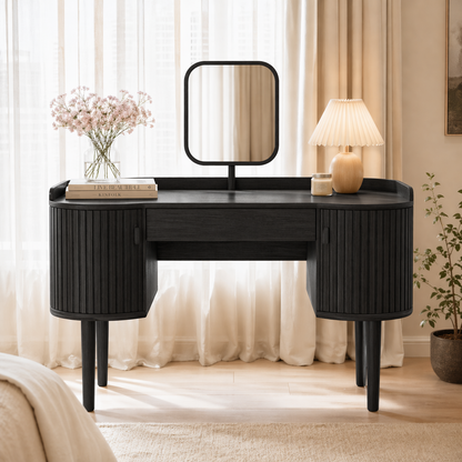 Modern Makeup Vanity Desk With Mirror Drawers Dressing Table Bedroom Storage Set