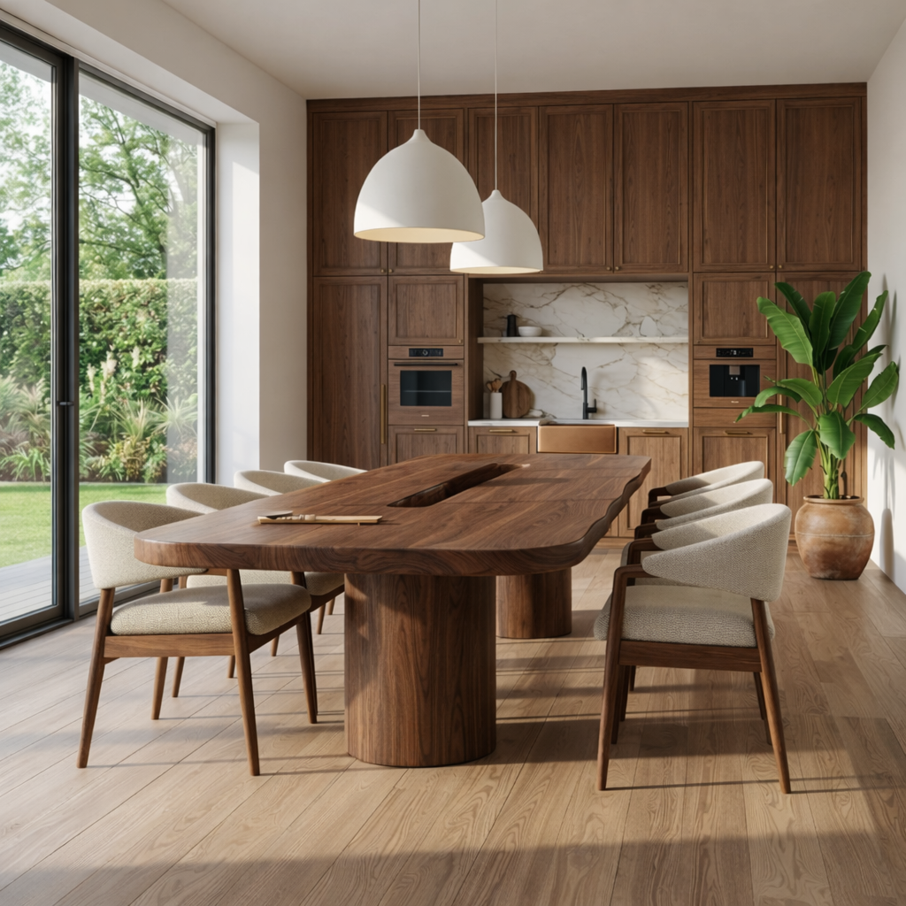 Modern Large Dining Table Oval Sculptural Pedestal Base Kitchen Dining Room Furniture