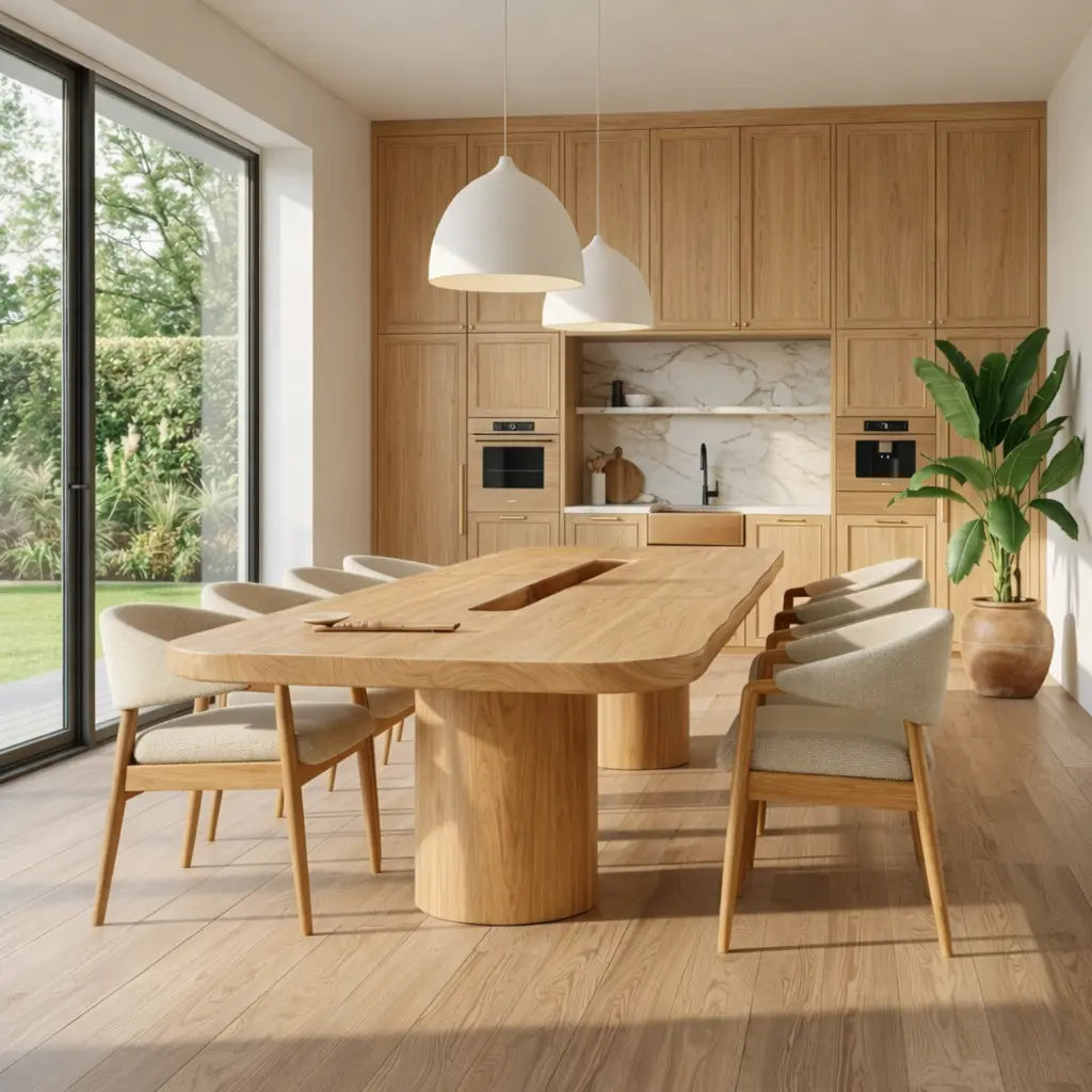 Modern Large Dining Table Oval Sculptural Pedestal Base Kitchen Dining Room Furniture Kitchnce