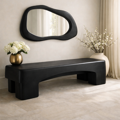 Modern Entryway Bench Curved Sculptural Hallway Seat Minimalist Statement Furniture