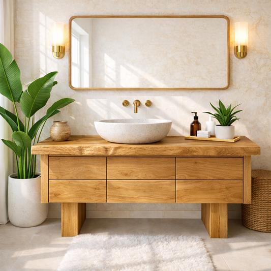 Wooden Bathroom Vanity with Modern Storage and Minimalist Design Kitchnce