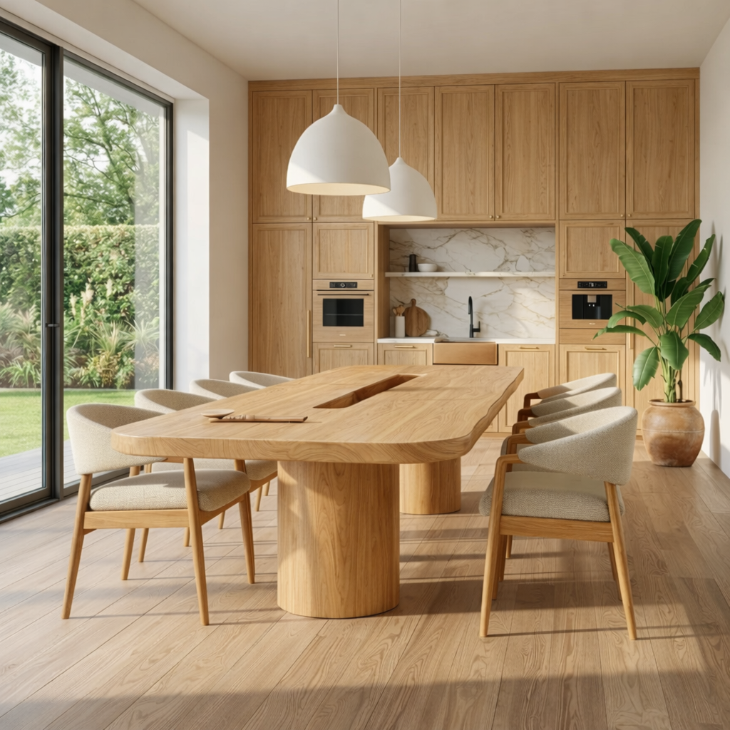 Modern Large Dining Table Oval Sculptural Pedestal Base Kitchen Dining Room Furniture