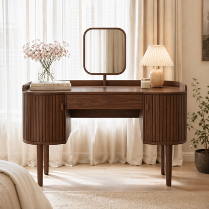 Modern Makeup Vanity Desk With Mirror Drawers Dressing Table Bedroom Storage Set