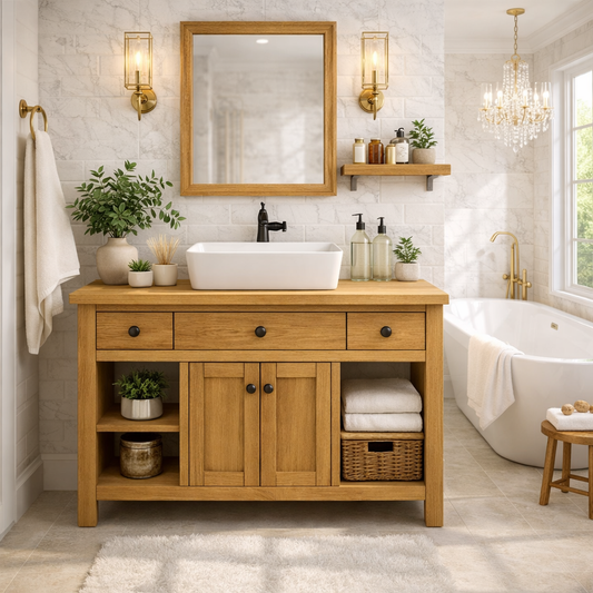 Solid Wood Bathroom Vanity Cabinet With Drawers, Storage Bathroom Vanity Base Kitchnce