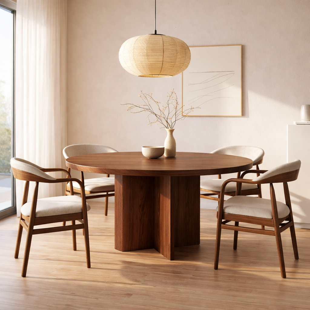 Round Dining Table with Pedestal Base Modern Dining Room Table Kitchen Furniture