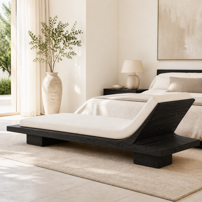 Modern Minimalist Chaise Lounge Daybed with Cushion for Bedroom Reading Nook