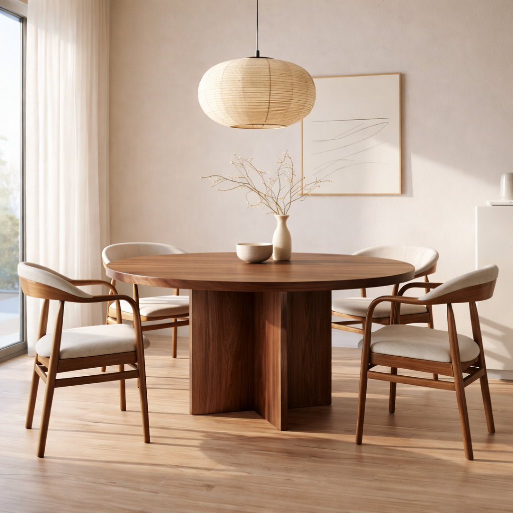 Round Dining Table with Pedestal Base Modern Dining Room Table Kitchen Furniture