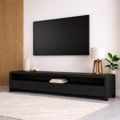 Mid Century Solid Wood TV Stand Long Low Profile Media Console Entertainment Unit Kitchnce