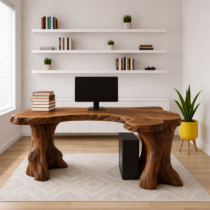 Live Edge Office Desk Unique Organic Shape Writing Computer Desk Statement Furniture