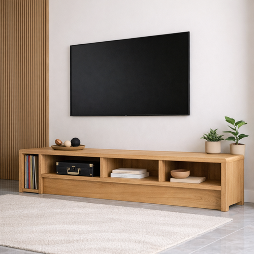 Mid Century Solid Wood TV Stand Long Low Profile Media Console Entertainment Unit Kitchnce