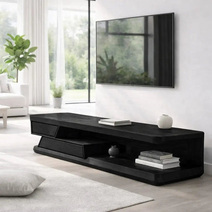 Solid Wood TV Cabinet Modern Low Profile Media Console Kitchnce