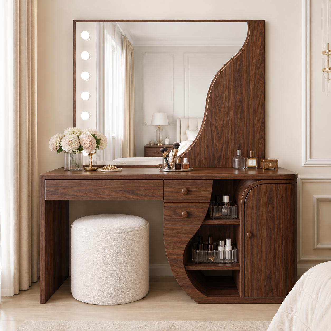 Modern Makeup Vanity Desk With Mirror Storage Dressing Table Bedroom Furnishings