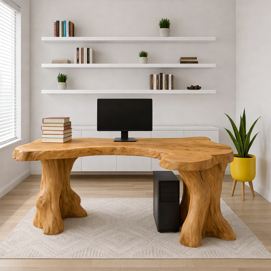 Live Edge Office Desk Unique Organic Shape Writing Computer Desk Statement Furniture