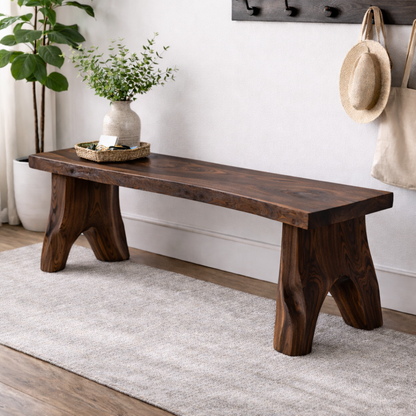 Live Edge Solid Wood Entryway Bench | Organic Design with Unique Legs Kitchnce