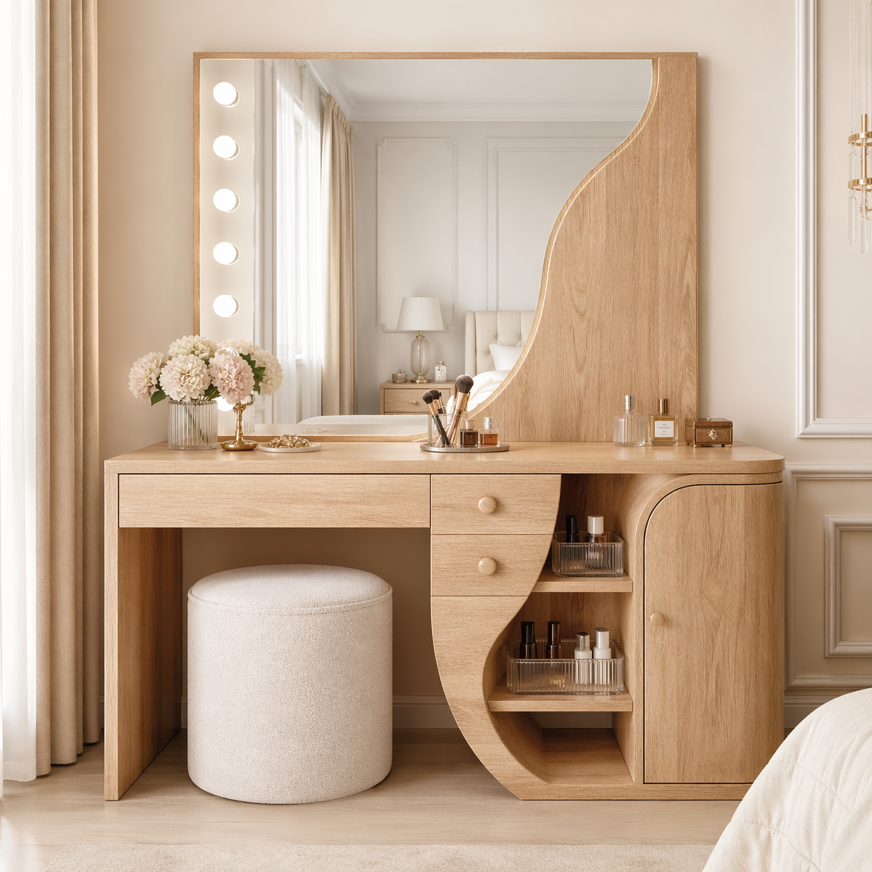 Modern Makeup Vanity Desk With Mirror Storage Dressing Table Bedroom Furnishings